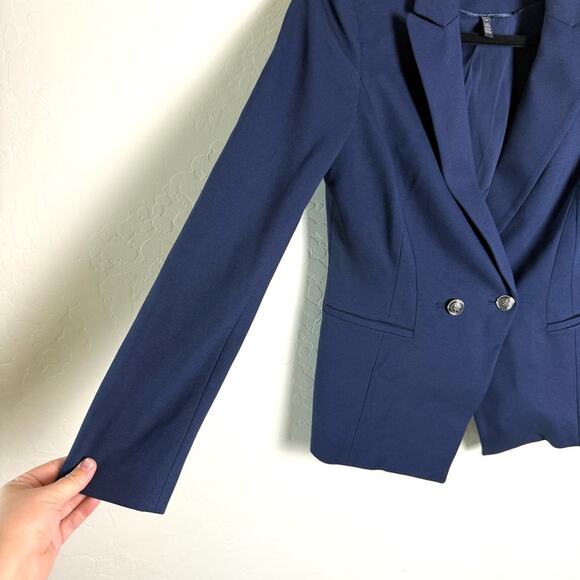 White House Black Market Navy Blue Military Button Blazer Jacket 0 570277166 - Picture 5 of 16